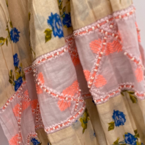 FREE PEOPLE PINK FLORAL BOHO PEASANT MINI DRESS - Picture 7 of 13